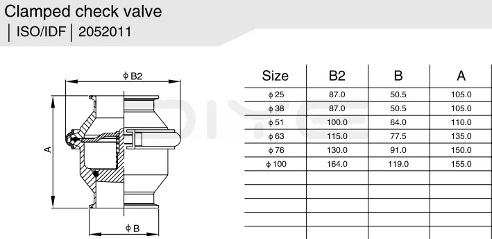 Sanitary Stainless Steel Clamp Check Valve